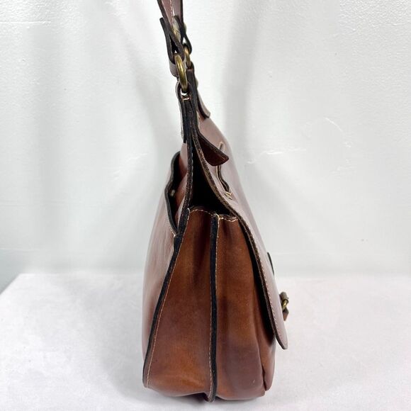 Patricia Nash London Saddle Bag Map Print in Riot Rust Brown Full Grain Leather - Picture 3 of 12